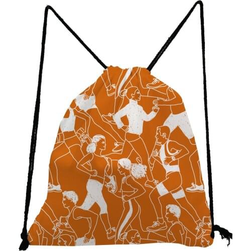 Running People Print Backpack Fashion Drawstring Bag High Capacity Shoe Bag to School Portable Storage Bag Eco Friendly Book Bag