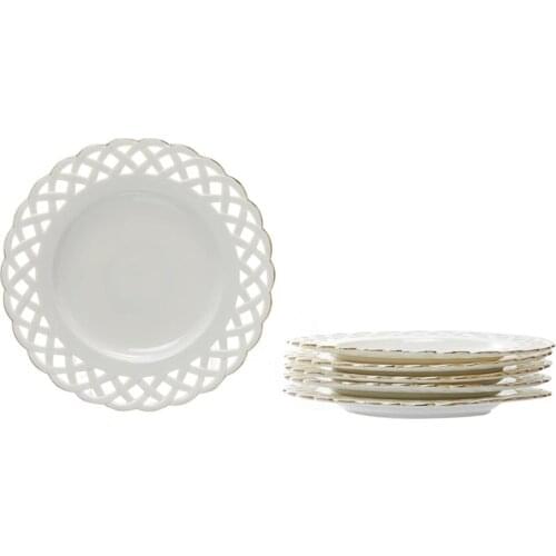 The Mia Porcelain Gilded Cake Service Plate 6 Pcs Elz09 ELZ09