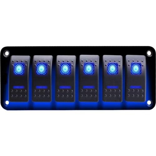 6 Gang LED light 12V Auto Rocker Switch For Car Truck Caravan RV Marine Boat Yacht Circuit Breaker