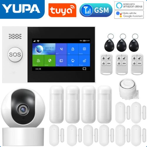 TUYA PG-107 Wifi GSM Home Security Alarm System App Control Remote Control Window Sensor With 1080P IP Camera Smart Alarm Kits