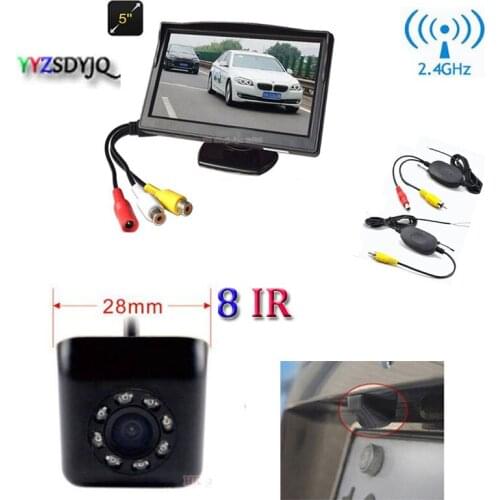All-in-one Wireless Vehicle Rear View Camera Monitor Video night vision System, Car Parking 5' TFT Monitor With Reverse Camera