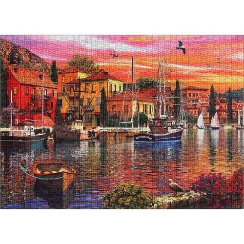 1000pcs Beach Town Beautiful Scenery Puzzles Toys For Children Adults Learning Education Brain Teaser Assemble Toy Games Jigsaw