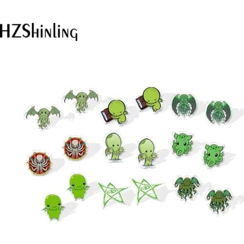 2021 New Cthulhu Stud Earring Fashion Funny Acrylic Resin Earrings Epoxy Handmade Jewelry Gifts Friends