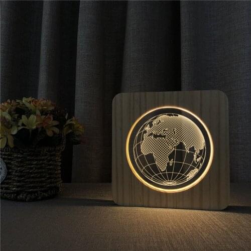 Europe Map 3D LED Arylic Wooden Night Lamp Table Light Switch Control Carving Lamp for Childrens Room Decorate Dropshipping