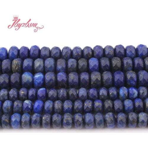 3x6 4x8mm Faceted Blue Lazuil Lapis Stone Rondelle Spacer Loose Beads for DIY Necklace Bracelet Jewelry Making 15"Free Shipping