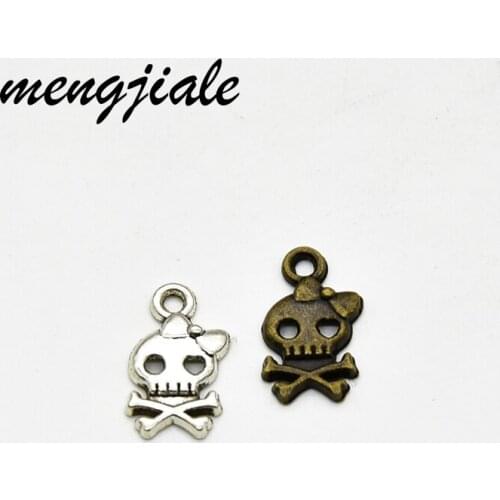 50pcs Hot sell Fashion Skull Charms fit Womens jewelry bracelet pendant accessory findings 16*10mm