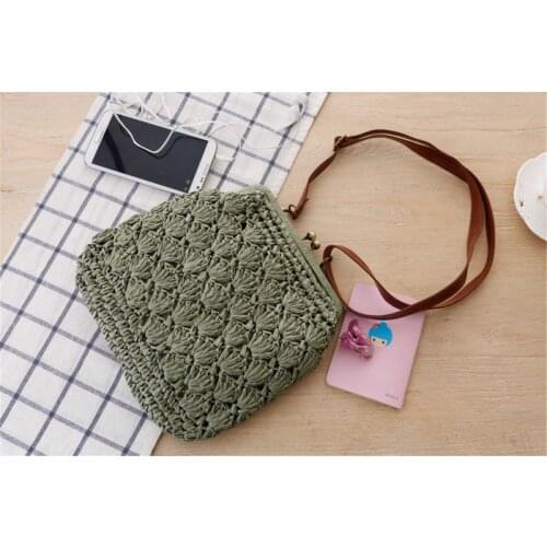 Aaby 2021 New Straw Crossbody Bag For Women Beach Bag For The Sea Messenger Bag With Frame Flower Hollow Messenger Bags Bohemia