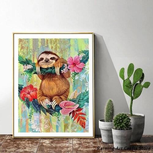 Diy 5D Diamond Painting Sloth Full Square Round Drill Rhinestones Embroidery Animal Cross Stitch Mosaic Pictures Handmade Decor