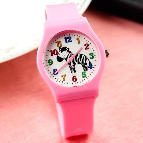 Free shipping unisex quartz watch middle boys girls student cute annimal zebra pattern candy watch woman color no. dial clock