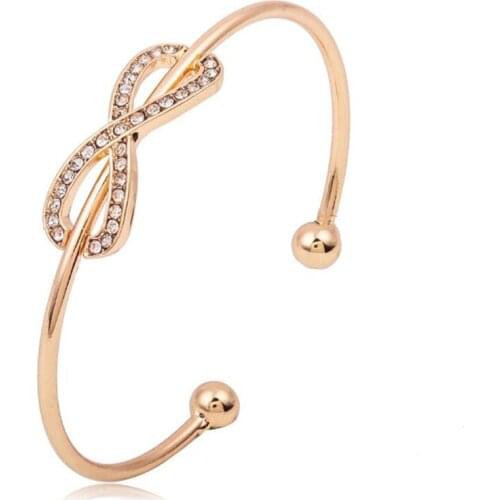 Crystal Infinite Sign Bracelets Bangles For Women Girls Silver Gold Metal Bracelets Statement Jewelry Lovers Bracelet For couple