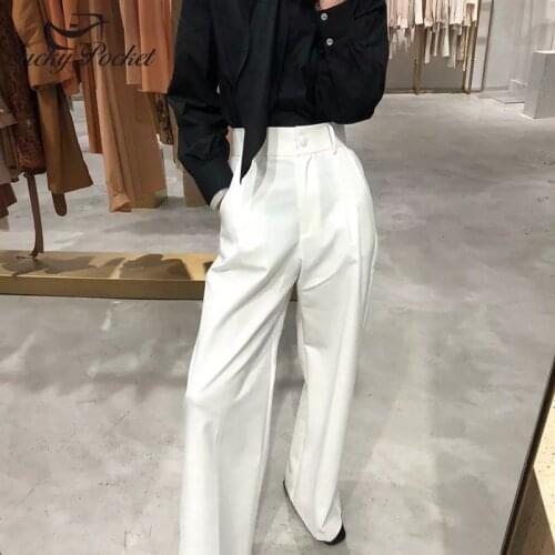 Female Spring Autumn Fashion Loose Solid Color Wide Leg Pants Ladies New Long Pants Women Black Casual Plus Size Trousers ML110
