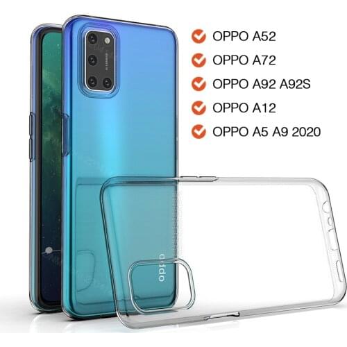 Case For Oppo A52 A72 A92 A92s A12 A12S TPU Silicon Clear Fitted Bumper Soft Case for Oppo A5 A9 A31 2020 Transparent Back Cover