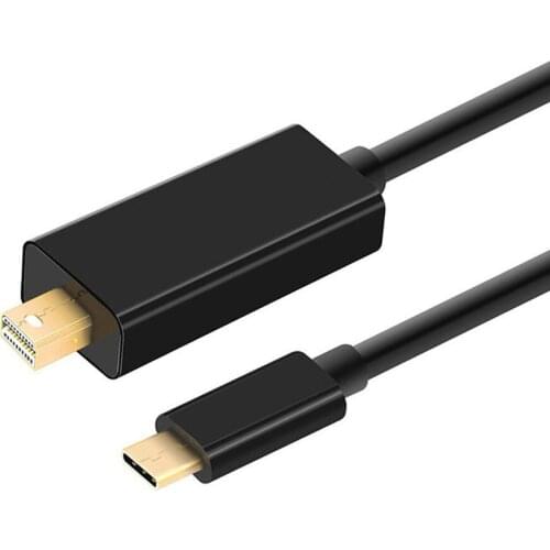 Black 180CM USB Type-C to Mini DP Male to Male USB3.1 Adapter 4K*2K HDTV Cable For Macbook ChromeBook Pixel