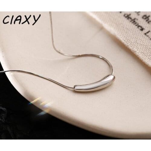 CIAXY 925 Sterling Silver Small Eggplant Bend Tube Snake Chain Necklaces Women Clavicle Chain Charm Necklace Jewelry