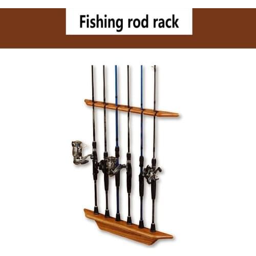Pure wood wood handmade 60x8x1.7cm 6 holes rod holder hanging on the wall Fishing tools Fishing accessories