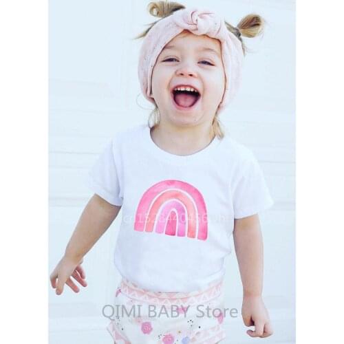 Kids Rainbow T Shirt Rainbow T-shirt Desert Colors Kids Bys Girls Tops Tee Shirts Faith Shirt Rainbow Summer Short Sleeve Tops