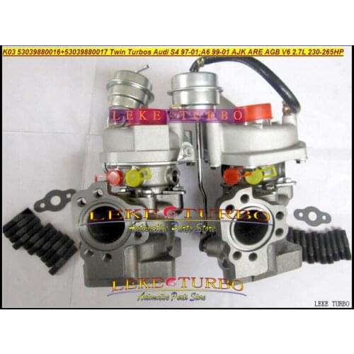 K03 16 + 17 53039880016 + 53039880017 Twin Turbo Turbocharger For AUDI S4 97-01;A6 1999-01 AJK ARE BES AGB 2.7L 230HP 265HP
