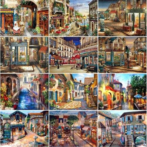 EverShine DIY Diamond Mosaic Landscape Street Cross Stitch Full Square Diamond Painting Town 5D Embroidery Kits Handicraft