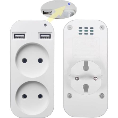 EU USB Outlte Extension socket adapter with 2 USB Power Strip EU Plug Adapter Smart Socket Powercube Electric Z-01