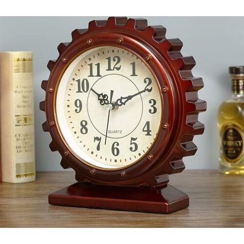 Hot 8 Inches Vintage Table Clock Home Decor Living Room Bedroom Mute Plastic Clocks Home Crafts Desktop Clock Table Watch Gift