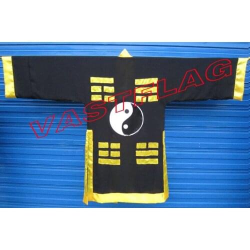 UNISEX Taoism suits robeTaoist priest tai chigown clothing vestment cassock kung fu garments uniform black