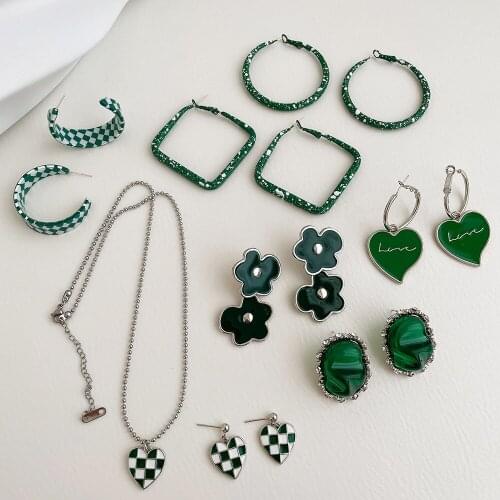 Huge Bud Vintage Drop Earrings Green Color Ear Ring Heart Flower Elegant Eardrop for Women Girl Korean Fashion Jewelry Earring