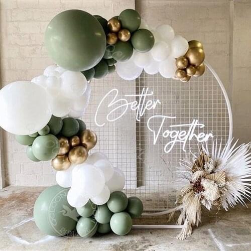 Avocado Green Color Mix Chrome Gold Latex Balloons Garland Kit Set Arch Chain Jungle Theme Wedding Party Home Decorations