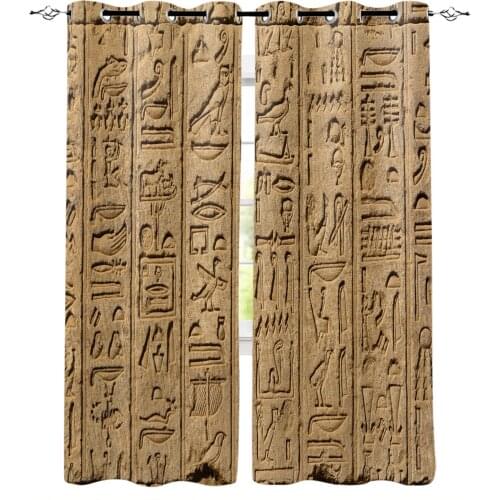 Egyptian Temple Wall Carving Ancient Curtains for Living Room Bedroom Kitchen Window Treatment Curtain Home Decoration
