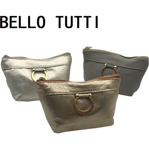 BELLO TUTTI 2021 NEW Women Mini Coin Purse Genuine Leather Girls Wallet Sheepskin Zipper bag Small Wallet Change Purse Bag