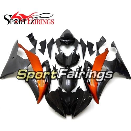 Carbon Fiber Effect Full Sportbike Fairings for Yamaha YZF600 R6 2008 2016 09 10 11 12 13 14 15 Orange Black Motorbike Cowlings