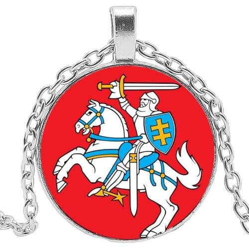 White Knight Republic of Belarus Necklace Horse Photo Glass Cabochon Pendant Necklaces for Men Jewelry