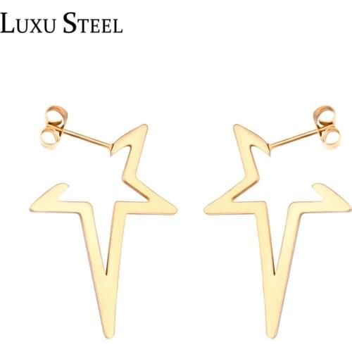 LUXUSTEEL Surgical Steel Earrings Brinco Accessories Gold Color Star Stud Earring Fashion Jewelry Party Mujer Wholesale Wedding