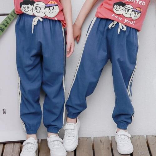 Baby boys girls bloomers 2-15T kids summer cotton full length casual pants children loosen trousers elastic waist spring pants