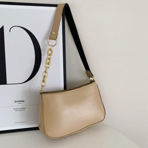 One-shoulder armpit bag casual handbag PU leather shoulder bags for women chain design luxury hand bag female travel