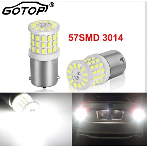2pcs 57SMD 3014 Chips 1156 BA15S P21W Led Bulb Ceramic Lamp 1157 BAY15D P21/5W LED R5W 1200LM Car Turn Signal Light lamps 6000K
