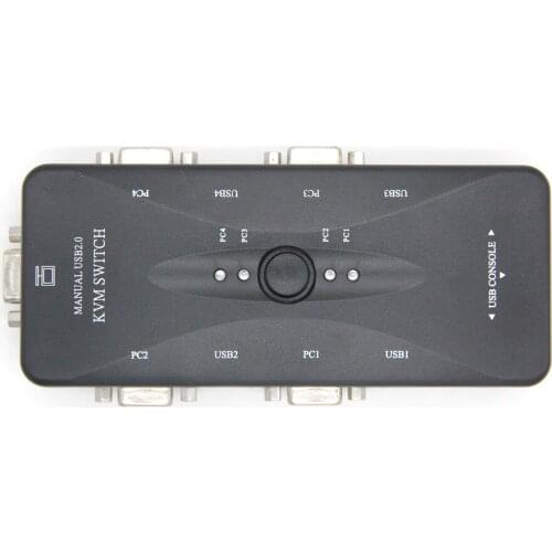 USB2.0 KVM Switch 4 Ports Selector VGA Print Auto Switch Moniter Box VGA Splitter V322 USB 2.0 KVM Switch