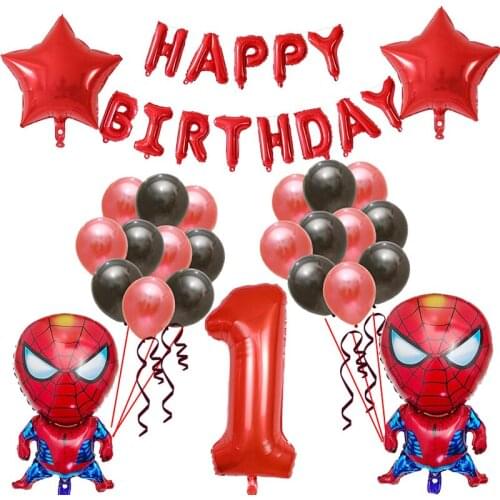 26pcs Spider-man Captain America Foil Balloons 30inch Red Blue Number Superhero Helium Birthday Party Decorations Air globos