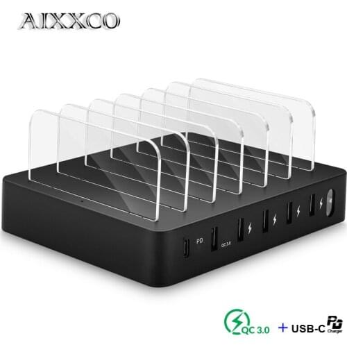 AIXXCO 9A 45W Quick Charge 3.0 Smart USB PD 3A Charger Station 6-USB Fast Charging Phone Tablet USB Charger For iPhone Samsung