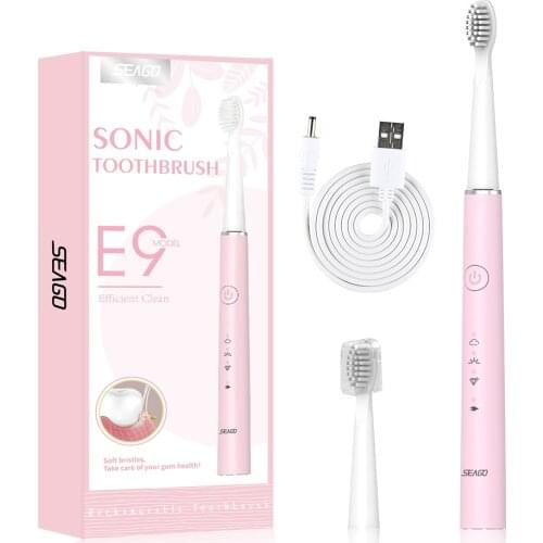 Pink Toothbrush Teeth Whitening Electric Tooth Scaler Toothbrush White USB Automatic Men Women Sonic Toothbrush Head Ultra Soft