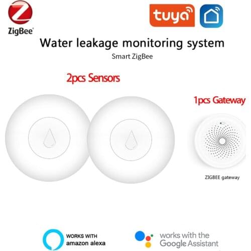 1/4 pcs ZigBee TUYA Water Leak Detector Flood Sensor Water Tank Full Water Linkage Alarm Smart Life APP Remote Monitoring