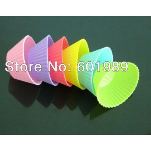 100Pcs Mixed Color New Silicone muffin cup cake jelly baking mold 7cm cake mold tool