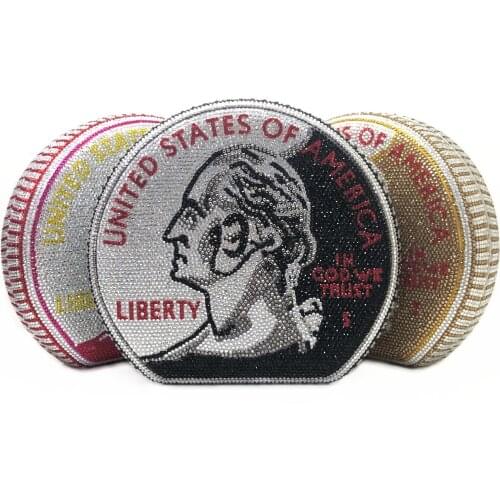 2020 Fashion Hot Sale Dollar Evening Bag Hot Rhinestone Clutch Coin Shape Single Shoulder Party Bag Evening Bag Round Bag