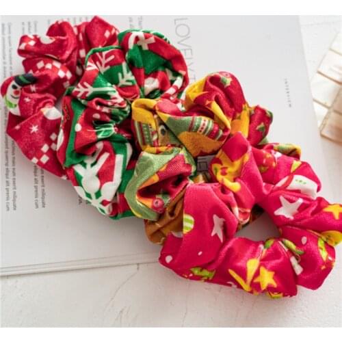2020 Fashion Christmas Scrunchie Elastic New Handmade HeadBands Hair Rope Ponytail Holder Headdress Hair Accessories