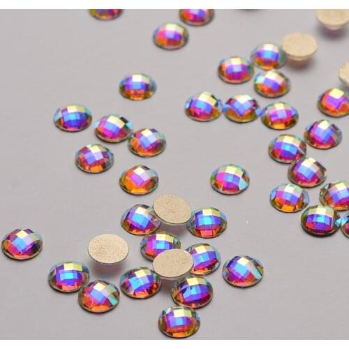30pcs Round Shape 8mm Crystal AB Flat Back Fancy Nail Art Crystal Rhinestones For Wedding Personality Design Beads