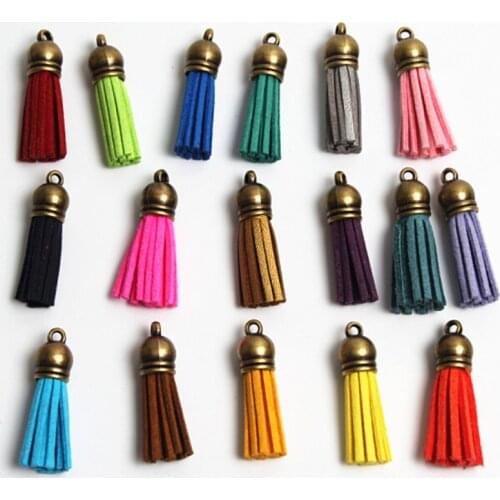 38MM 100PCS Antique Bronze Series 18Color Can Choose Leather Tassel DIY For Making Keychains Jewelry Decoration Accessories