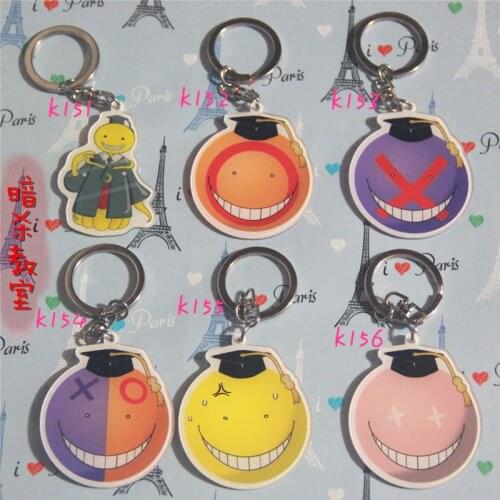 6pcs/set Assassination Classroom Shiota Nagisa Akabane Karma Keyrings Keychain Nice Pendants