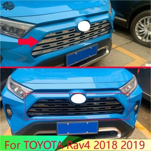 For TOYOTA Rav4 2018 2019 Decorate Accessories Stainless Steel Grille Accent Cover Mesh Trim Molding Styling Bezel Garnish