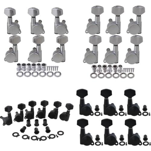 Chrome/Black Auto lock Electric Guitar Machine Heads 6L/6R in line