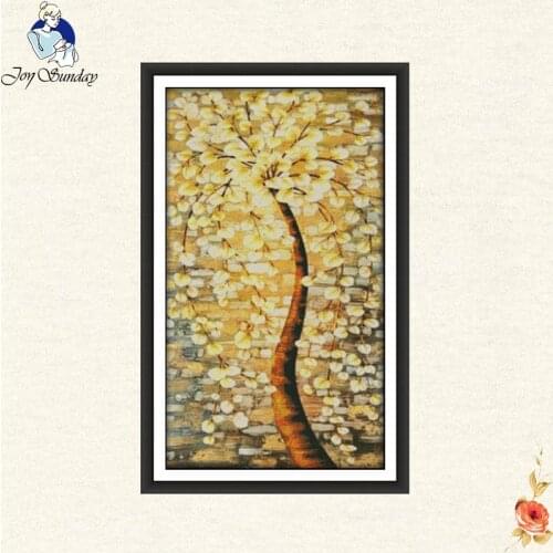 Joy Sunday Riches and happiness tree Needlework 11CT 14CT Cross stitch,Embroidery kit set DMC DIY Wholesale Scenery Embroidery