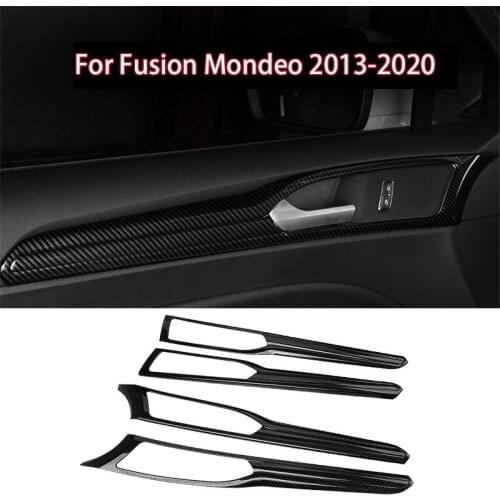 Carbon Fiber Interior Door Handle Panel Strip Frame Cover Trim for Ford Fusion Mondeo 2013-2020 Decor Accessories